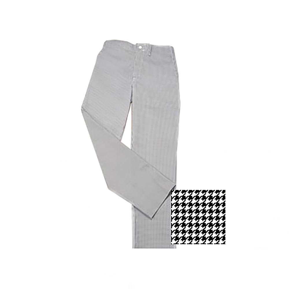 Chef Revival Chef Pants w/ Elastic Waist - Poly/Cotton, Black/White Houndstooth, Large (RZFC-PANTLG)