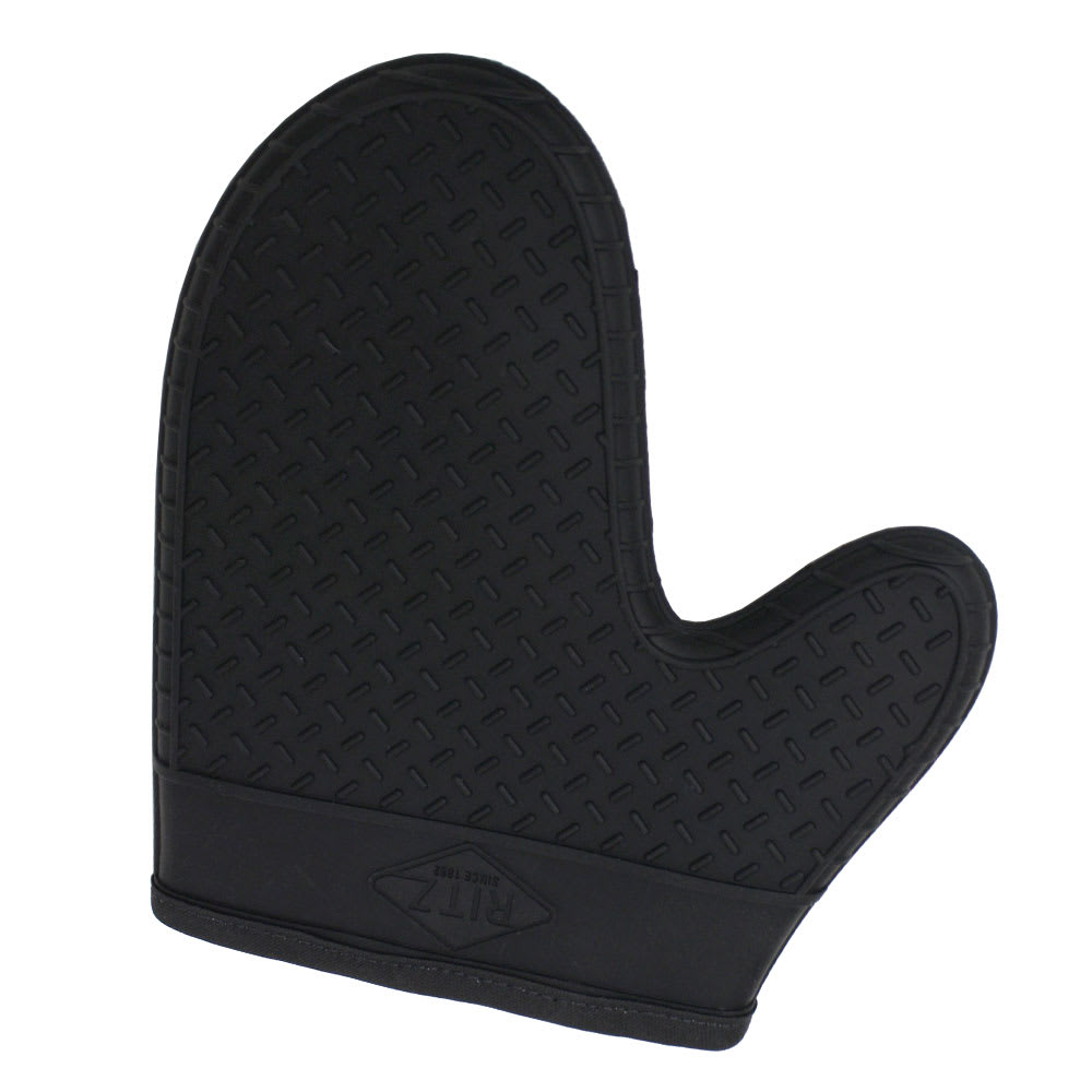 Chef Revival 10" Conventional Oven Mitt w/ Cotton Lining - Silicone, Black (RZS685BK10)
