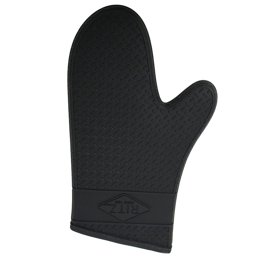 Chef Revival 15" Conventional Oven Mitt w/ Cotton Lining - Silicone, Black (RZS685BK15)