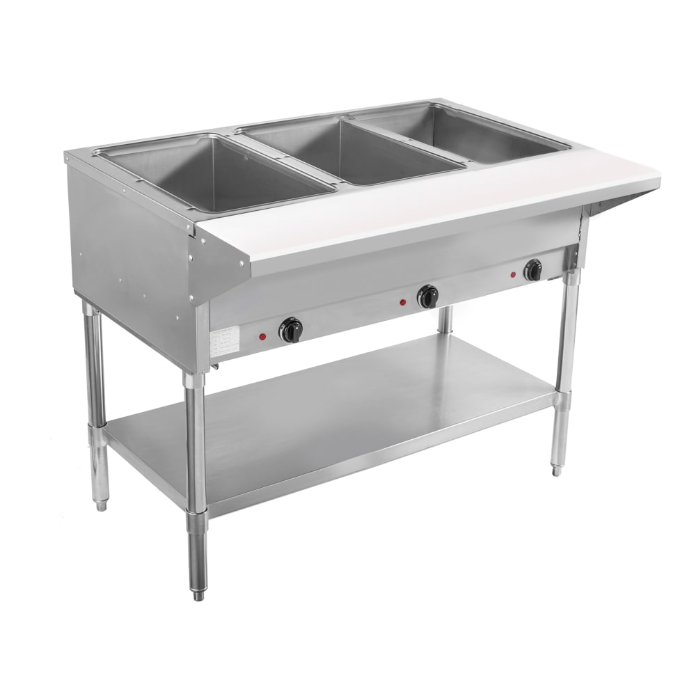 BevLes BVST-3-120 44" Hot Steam Table w/ (3) Wells & Undershelf, 120v