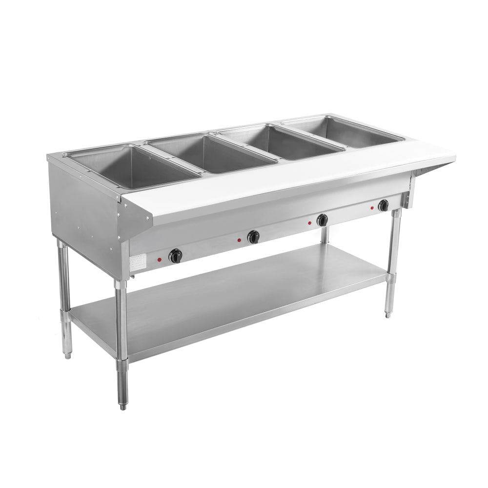 BevLes BVST-4-240 58" Hot Steam Table w/ (4) Wells & Undershelf, 208-230v