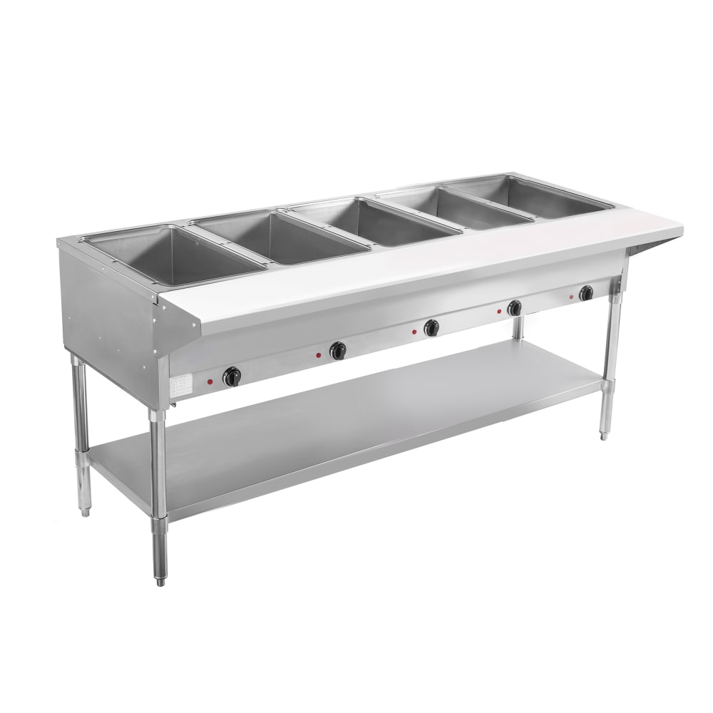 BevLes BVST-5-240 72" Hot Steam Table w/ (5) Wells & Undershelf, 208-230v