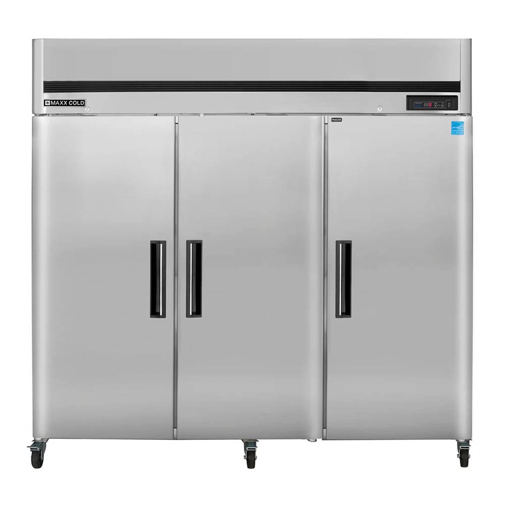 Maxx Cold MCFT-72FDHC 81" Three Section Reach In Freezer, (3) Solid Doors, 120v