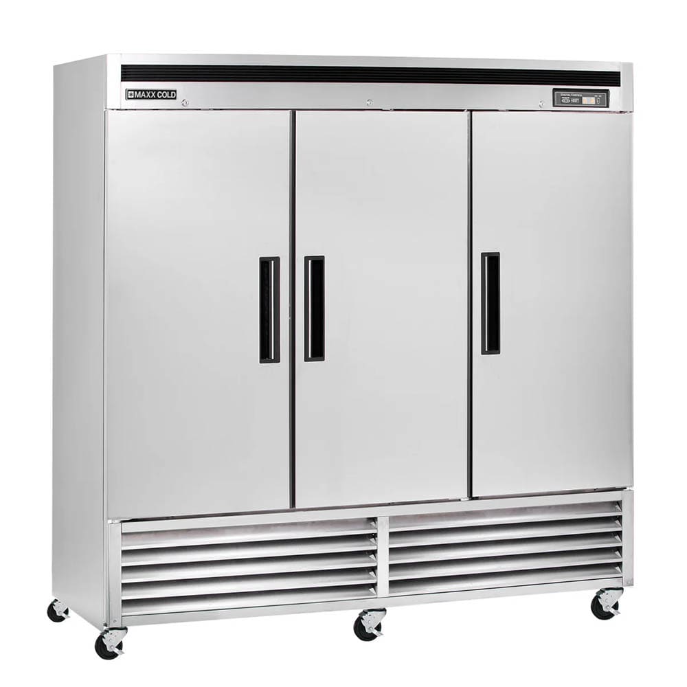 Maxx Cold MCR-72FDHC 81" Three Section Reach In Refrigerator, (3) Left/Right Hinge Solid Doors, 120v