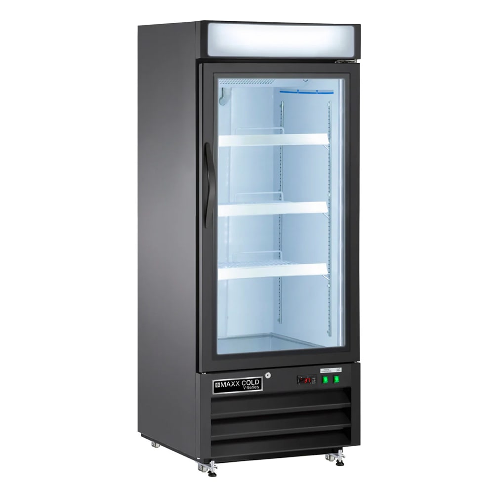 Maxx Cold MVMF12B 25" V-Series One Section Display Freezer w/ Swing Door - Bottom Mount Compressor, Black, 120v