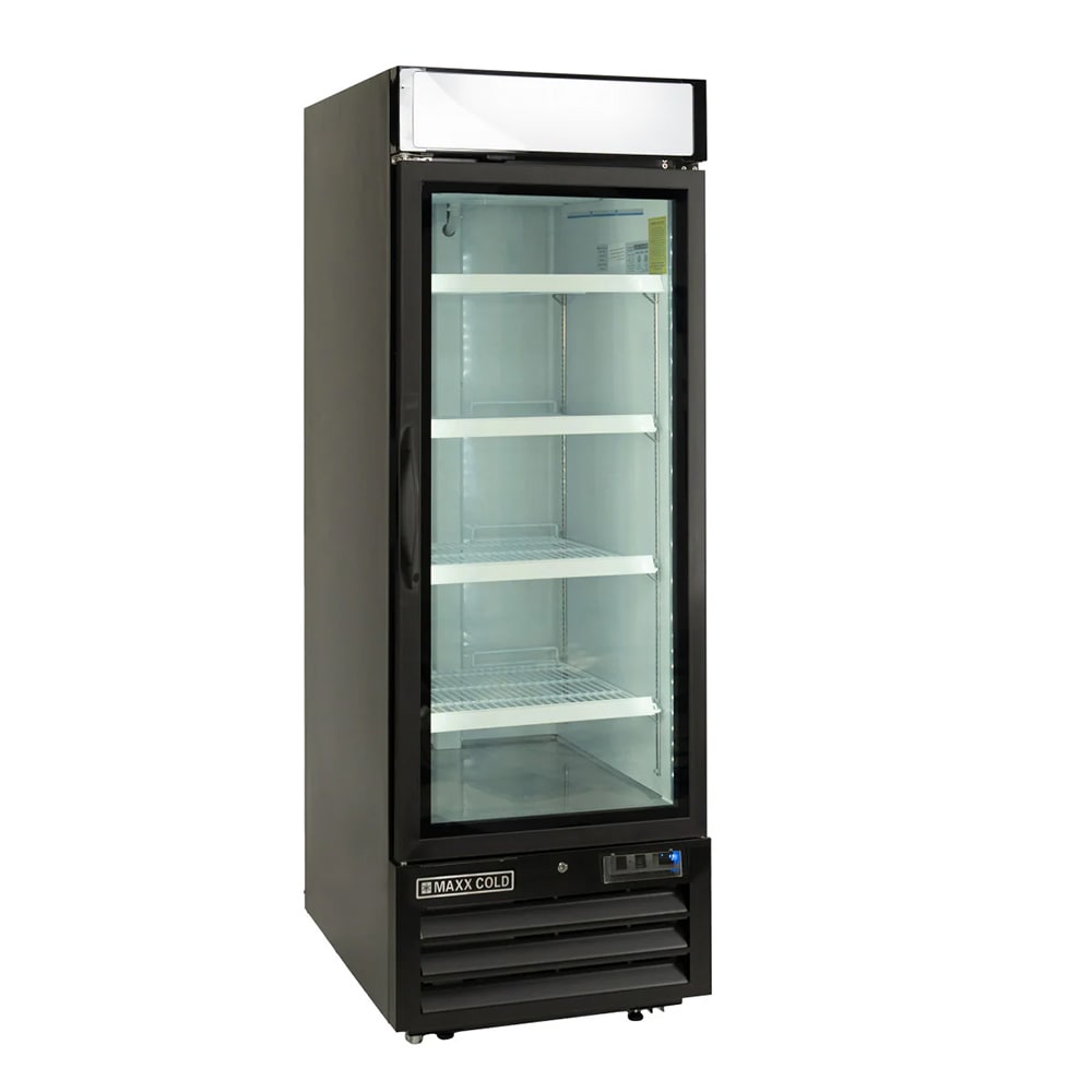 Maxx Cold MVMF23B 27" V-Series One Section Display Freezer w/ Swing Door - Bottom Mount Compressor, Black, 120v