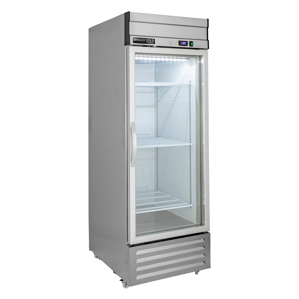 Maxx Cold MVR-23GDHC 27 1/5" V-Series One Section Reach In Refrigerator, (1) Right Hinge Glass Door, 115v