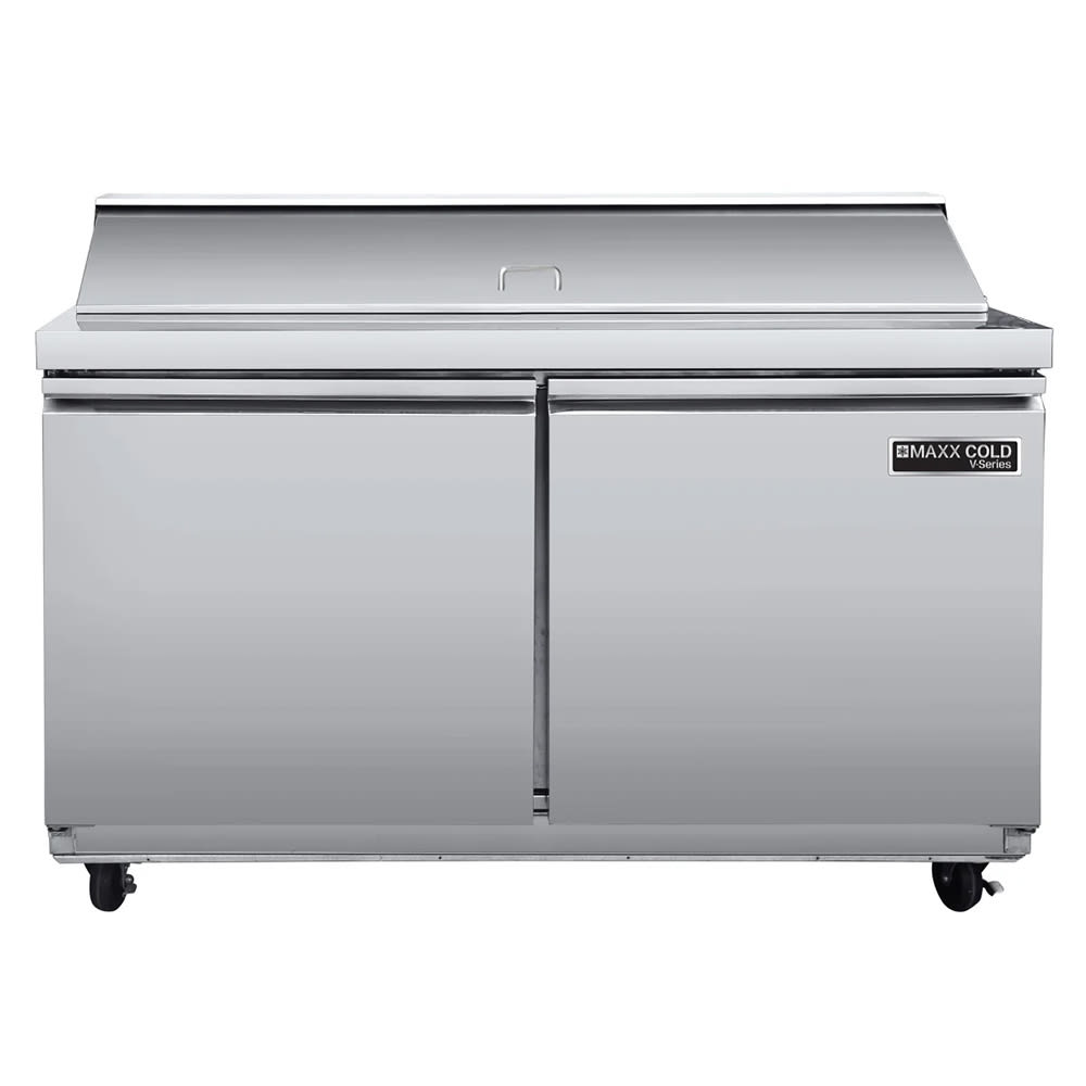 Maxx Cold MVR48SHC 48 1/5" V-Series Sandwich/Salad Prep Table w/ Refrigerated Base, 115v