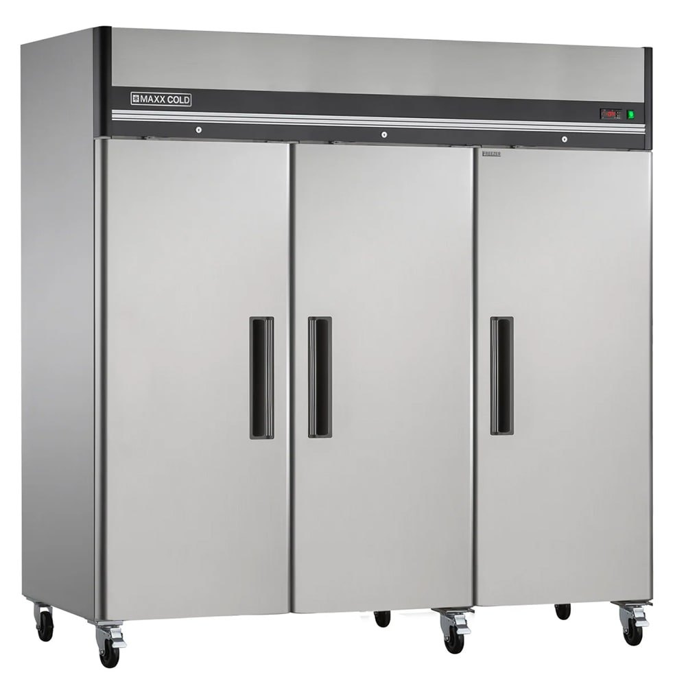 Maxx Cold MXCF-72FDHC 81" X-Series Three Section Reach In Freezer, (3) Solid Doors, 120v