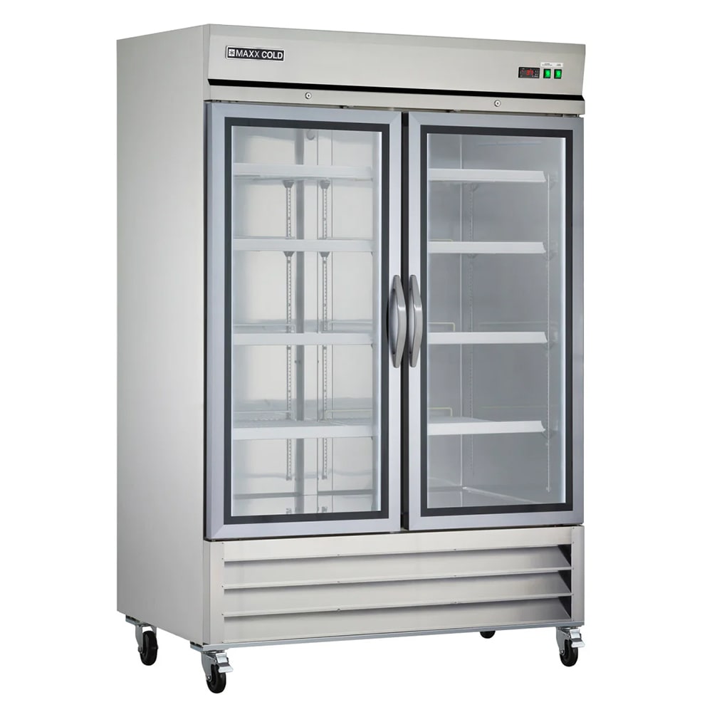 Maxx Cold MXCR-49GDHC 55 3/10" X-Series Two Section Reach In Refrigerator, (2) Left/Right Hinge Glass Doors, 120v