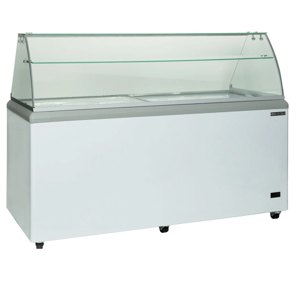Maxx Cold MXDC-12 70" X-Series Mobile Ice Cream Dipping Cabinet w/ 22 Tub Capacity - White, 120v