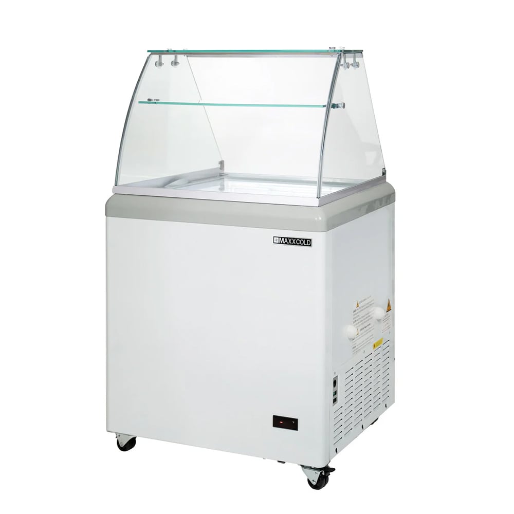 Maxx Cold MXDC-4 31 1/2" X-Series Mobile Ice Cream Dipping Cabinet w/ 6 Tub Capacity - White, 120v