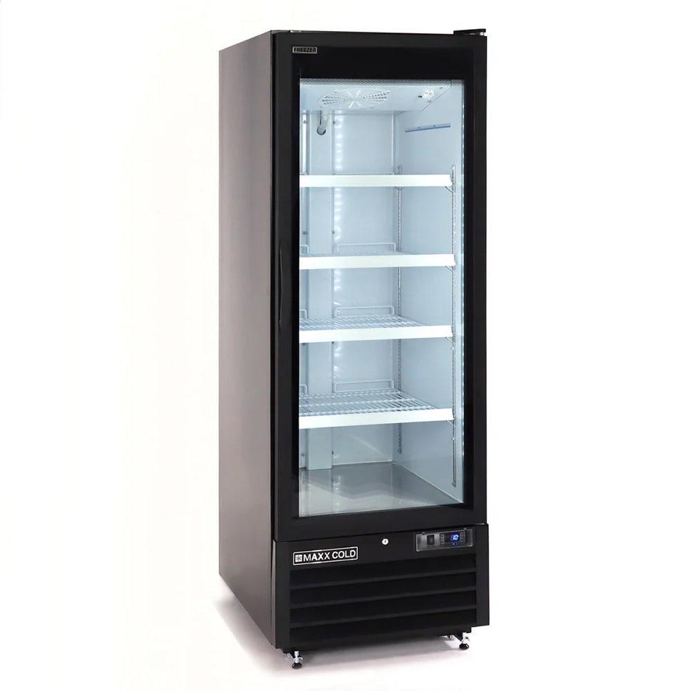 Maxx Cold MXGDM-30FBHC 27" X-Series One Section Display Freezer w/ Swing Door - Bottom Mount Compressor, Black, 120v