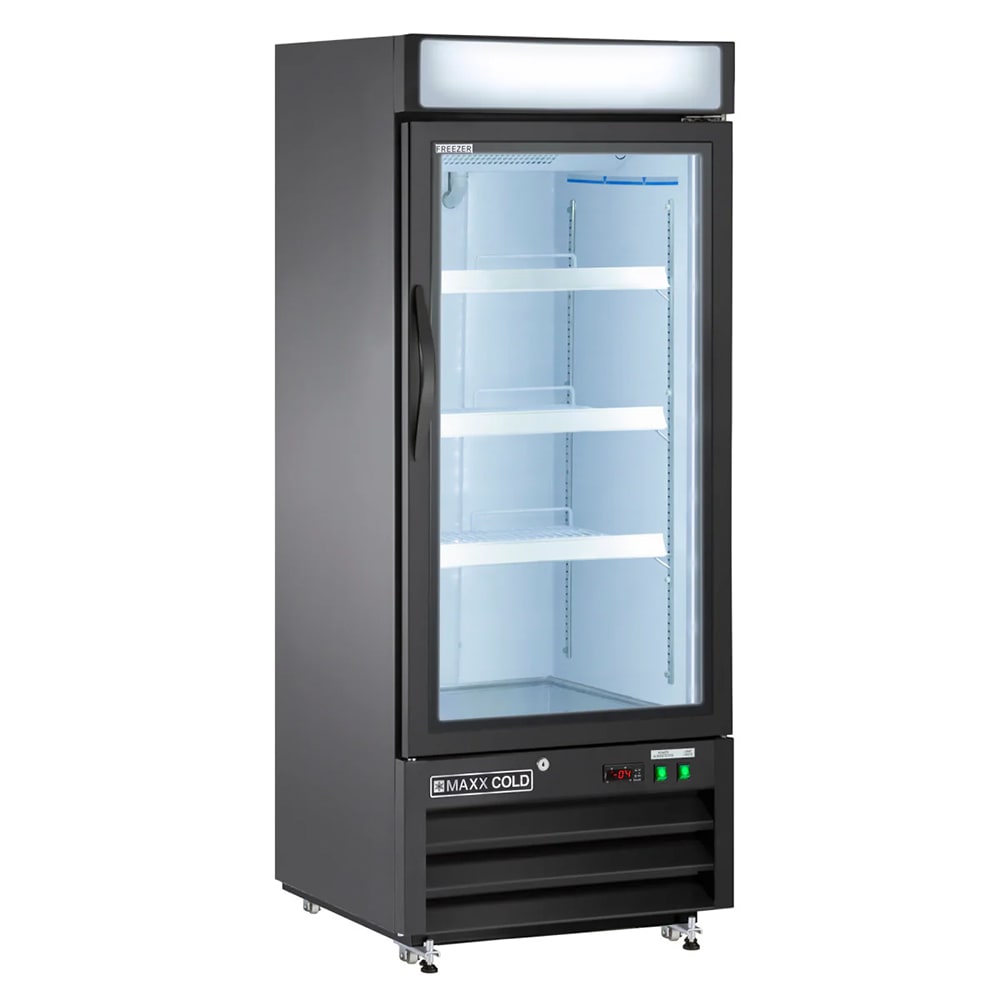 Maxx Cold MXM1-12FBHC 25" X-Series One Section Display Freezer w/ Swing Door - Bottom Mount Compressor, Black, 120v