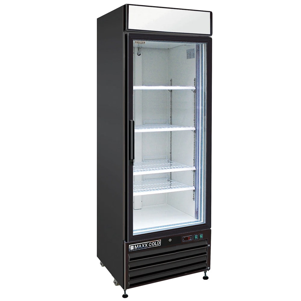 Maxx Cold MXM1-23FBHC 27" X-Series One Section Display Freezer w/ Swing Door - Bottom Mount Compressor, Black, 120v