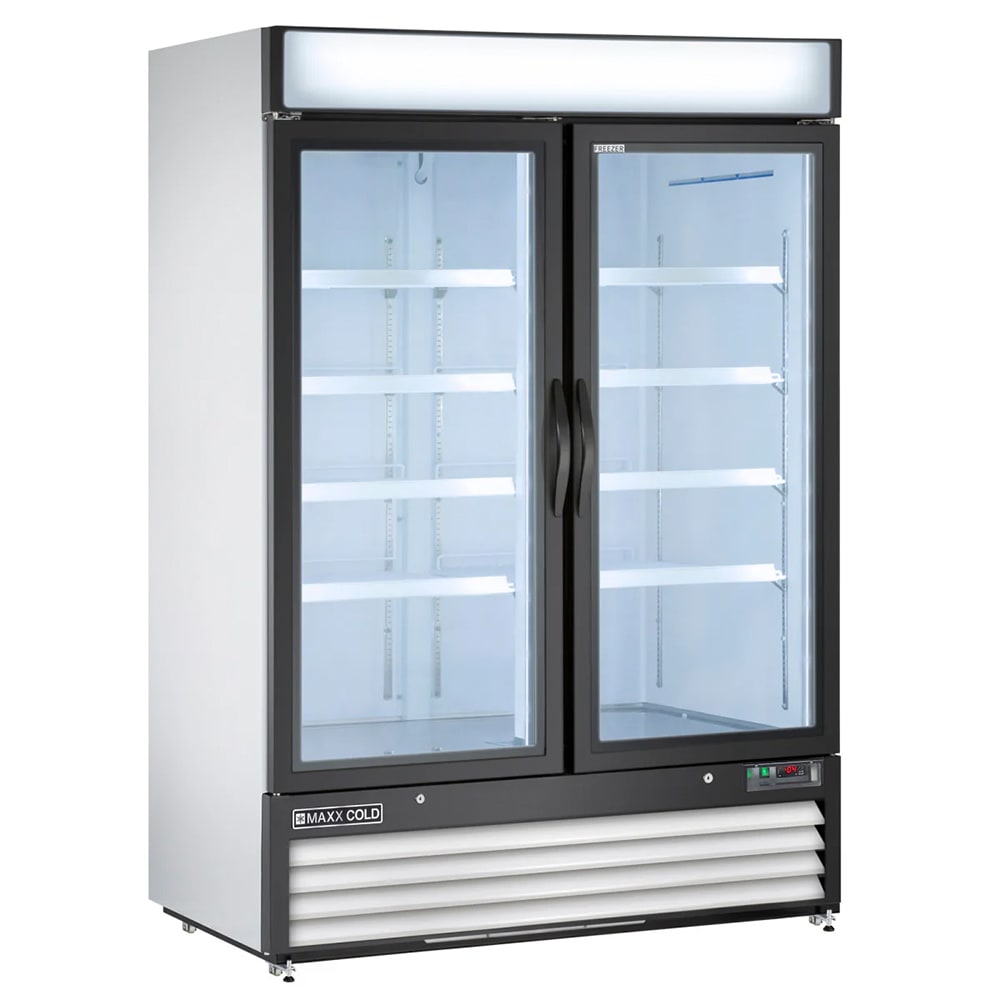 Maxx Cold MXM2-48FHC 54" X-Series Two Section Display Freezer w/ Swing Doors - Bottom Mount Compressor, White, 208-240v