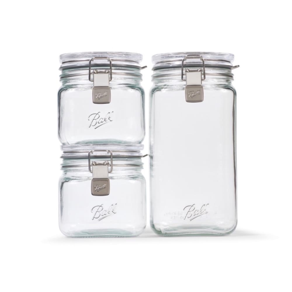Ball 2133175 Plain Storage Jar Set w/ Lids - (2) 32 oz & (1) 64 oz, Super Wide Mouth