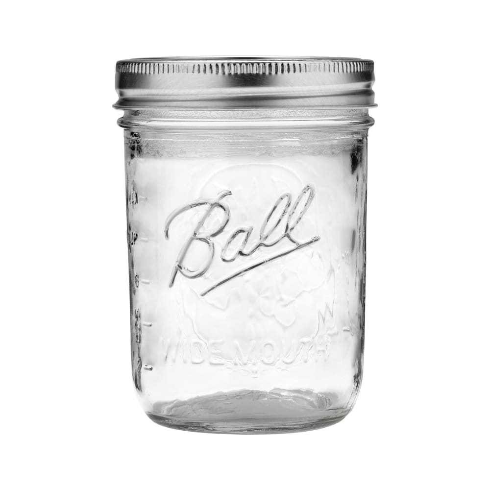 Ball 66000ZFP 16 oz Plain Mason Jar w/ SureTight™ Lid & Band - Wide Mouth
