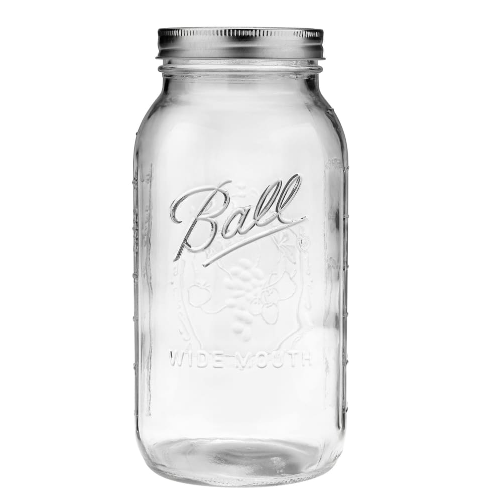 Ball 68100ZFP 64 oz Plain Mason Jar w/ SureTight™ Lid & Band - Wide Mouth