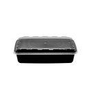 CuBE Packaging 16 oz Rectangular Container w/ Lid - Plastic, Black (CR-815B) thumbnail 2