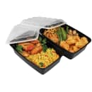 CuBE Packaging 38 oz Rectangular Container w/ Lid - Plastic, Black (CR-937B) thumbnail 3