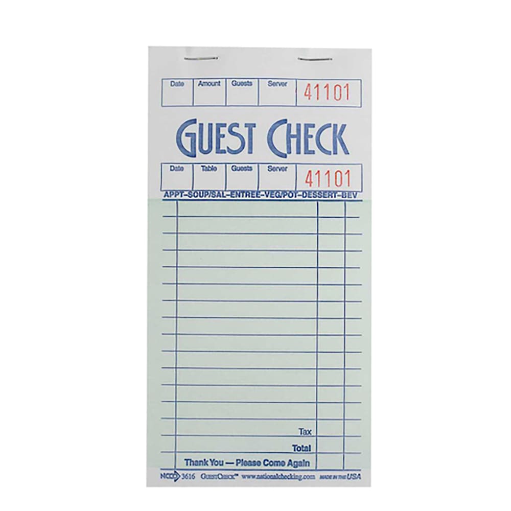 National Checking Company Guest Check - (1) Part Booked, (16) Lines (G3616SP)