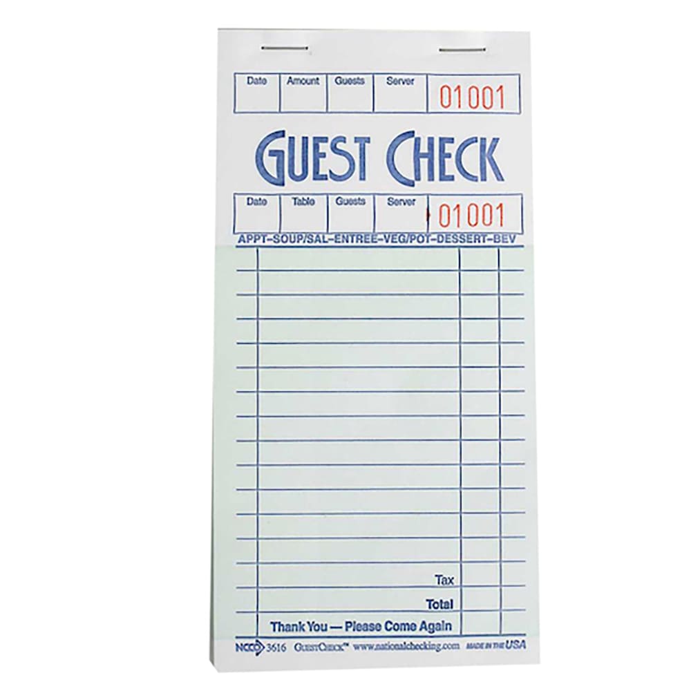 National Checking Company Guest Check - (1) Part Booked, (16) Lines (G3616)