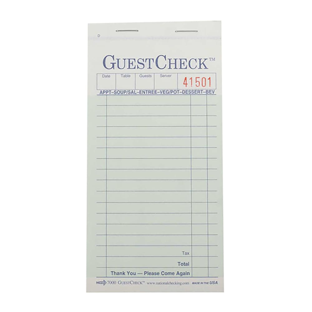 National Checking Company Guest Check - (2) Parts Booked, (17) Lines (G7000SP)