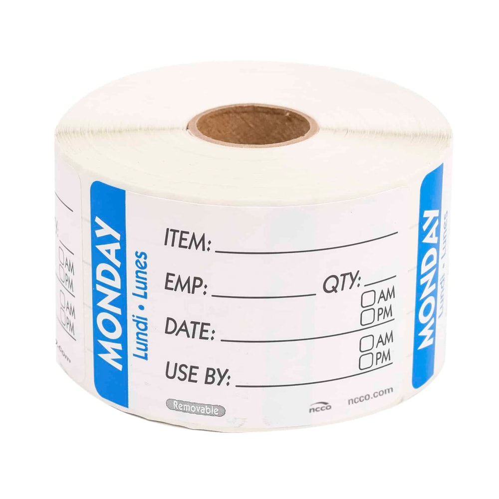 National Checking Company Rectangular Write On Food Storage Label - 2" x 3", Monday, Blue (RIDU2301R)