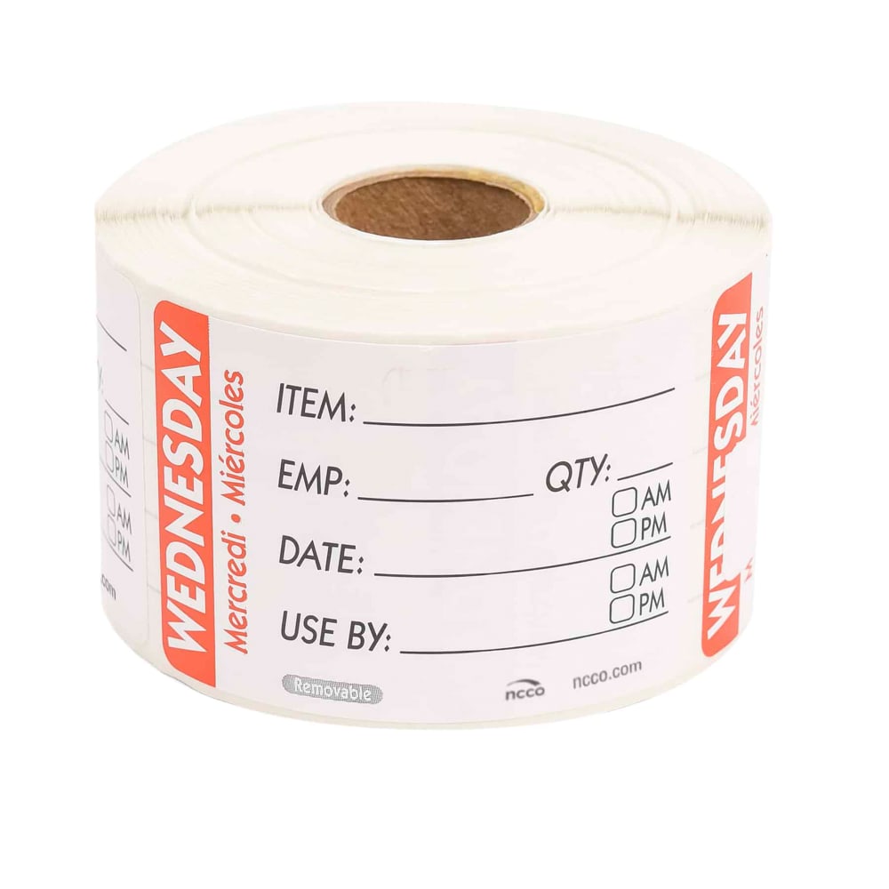 National Checking Company Rectangular Write On Food Storage Label - 2" x 3", Wednesday, Red (RIDU2303R)