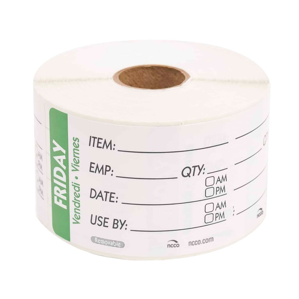 National Checking Company Rectangular Write On Food Storage Label - 2" x 3", Friday, Green (RIDU2305R)