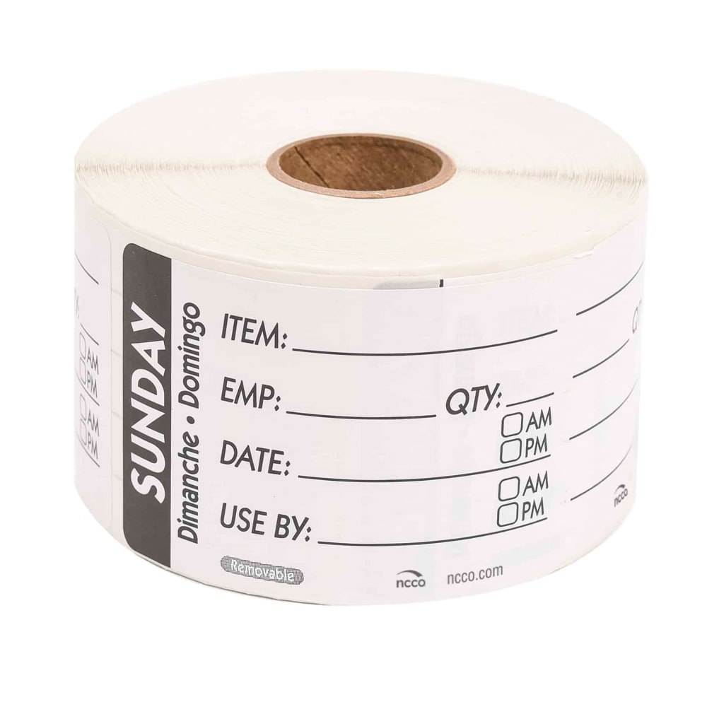 National Checking Company Rectangular Write On Food Storage Label - 2" x 3", Sunday, Black (RIDU2307R)