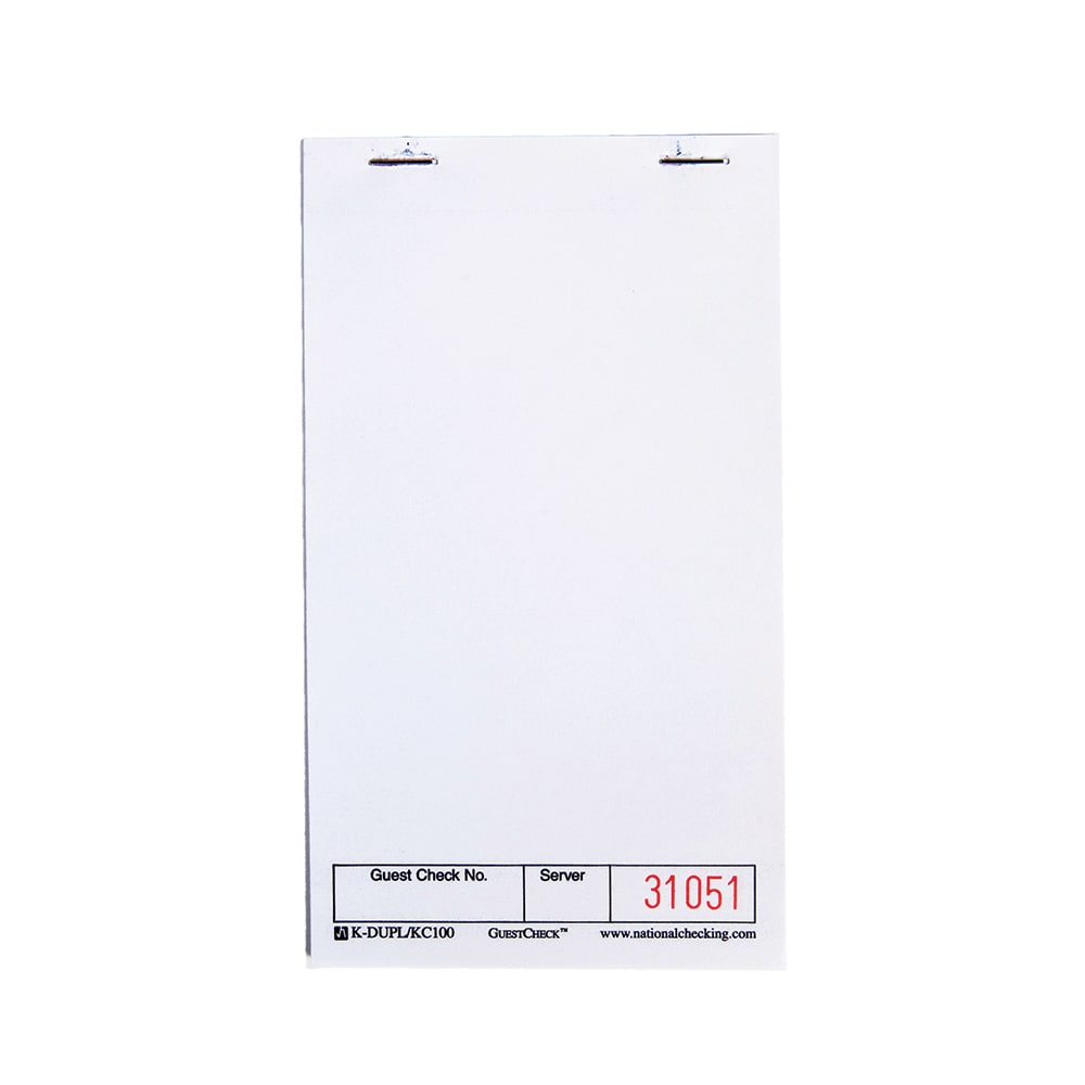 National Checking Company Guest Check - (1) Part Booked (KC-100)