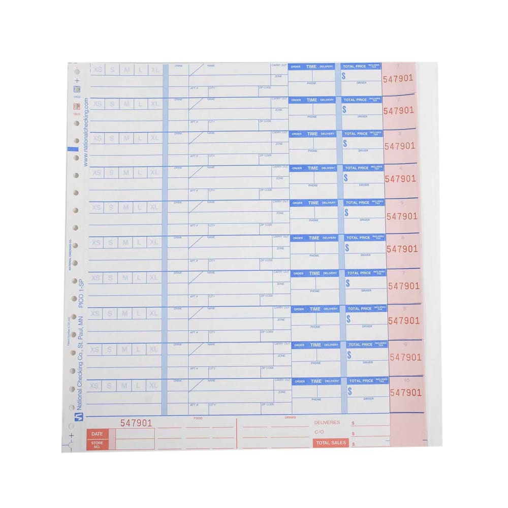 National Checking Company Delivery Form - (1) Part Booked, (10) Lines (PICO2-SP)