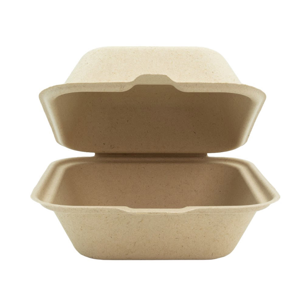 Genera 6" Square Disposable To Go Food Container - Molded Fiber, Natural (TCA6X6B400IN)
