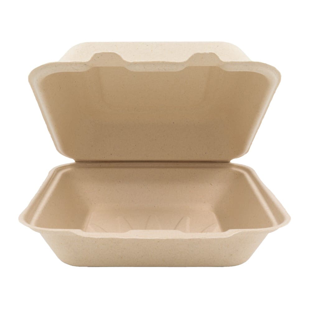 Genera 8" Square Disposable To Go Food Container - Molded Fiber, Natural (TCA8X8B200IN)