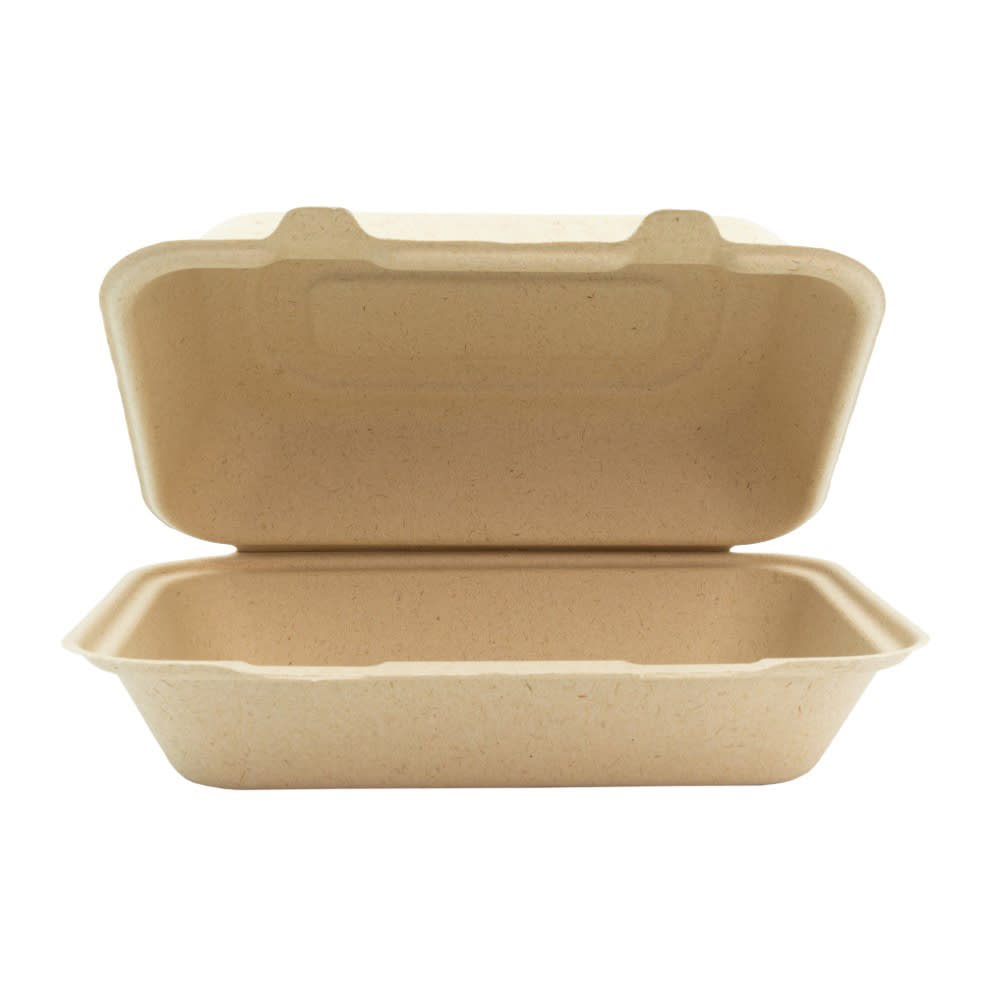 Genera Rectangular Disposable To Go food Container - 9" x 6", Molded Fiber, Natural (TCA9X6B200IN)