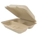 Genera 9" Square Disposable To Go Food Container w/ (3) Compartments - Molded Fiber, Natural (TCA9X93CB200IN) thumbnail 3
