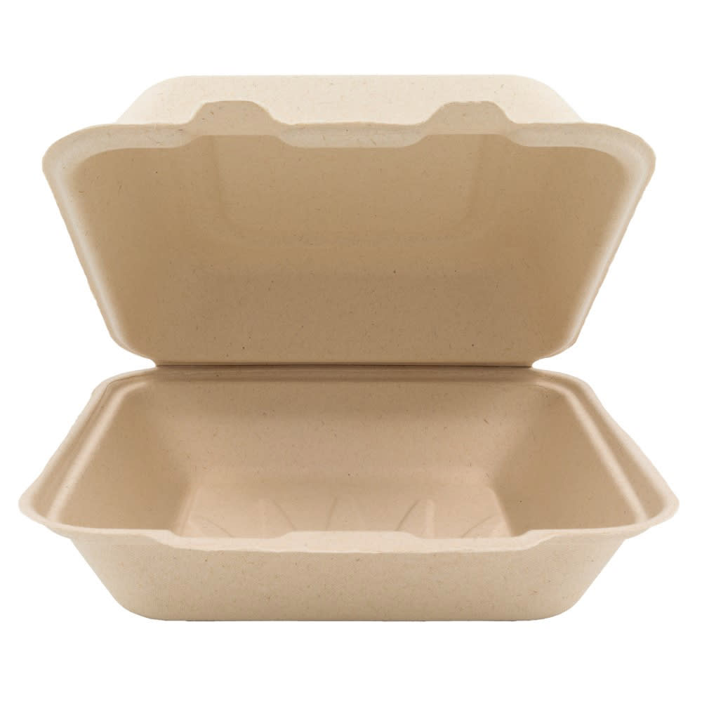 Genera 9" Square Disposable To Go Food Container - Molded Fiber, Natural (TCA9X9B200IN)
