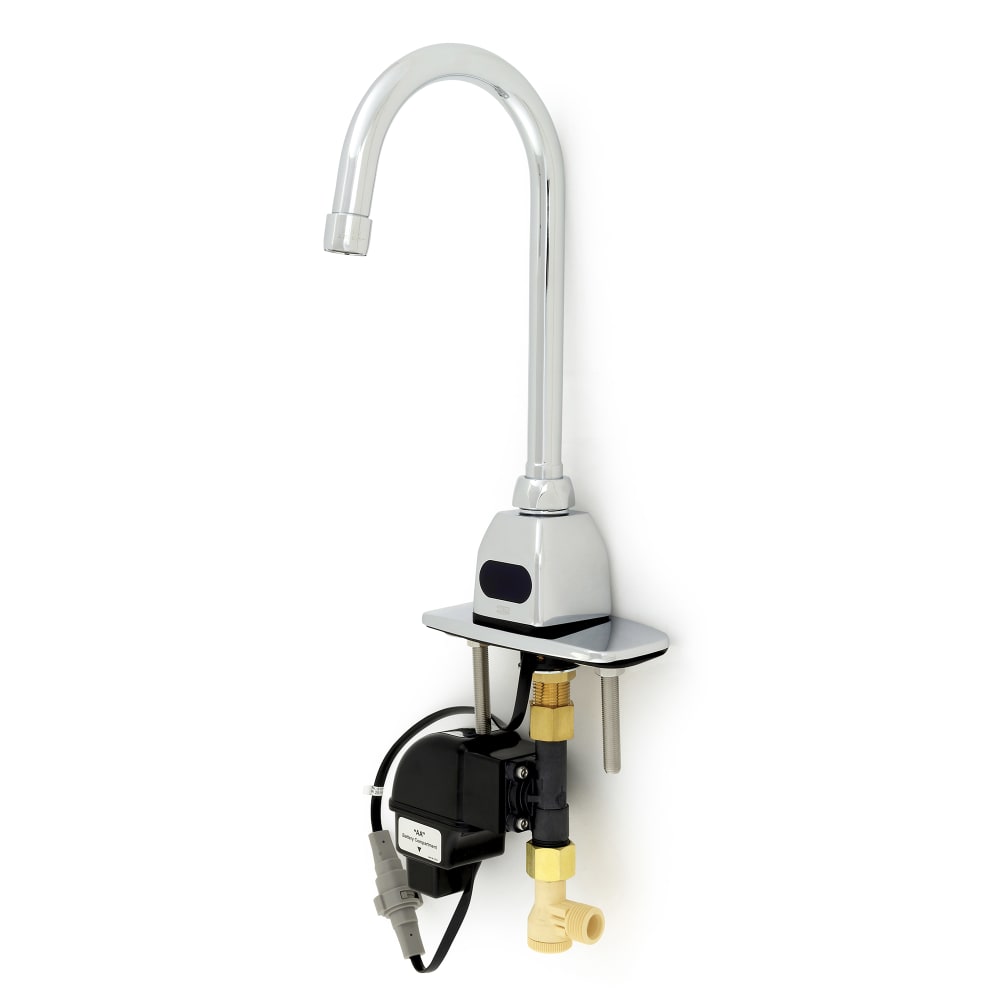 Zurn Industries Z6920-XL-CP4-FC1.5 Deck Mount Gooseneck Sensor Faucet w/ 1.5 gpm Flow Control - 4" Plate, Chrome