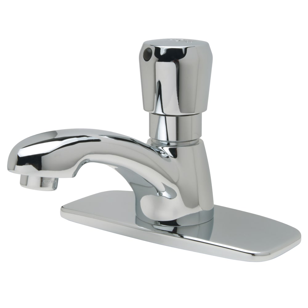 Zurn Industries Z86100-XL-CP4-3M Basin Faucet w/ Slow Self Closing, Push Button - 0.5 gpm Spray Outlet, 4" Plate