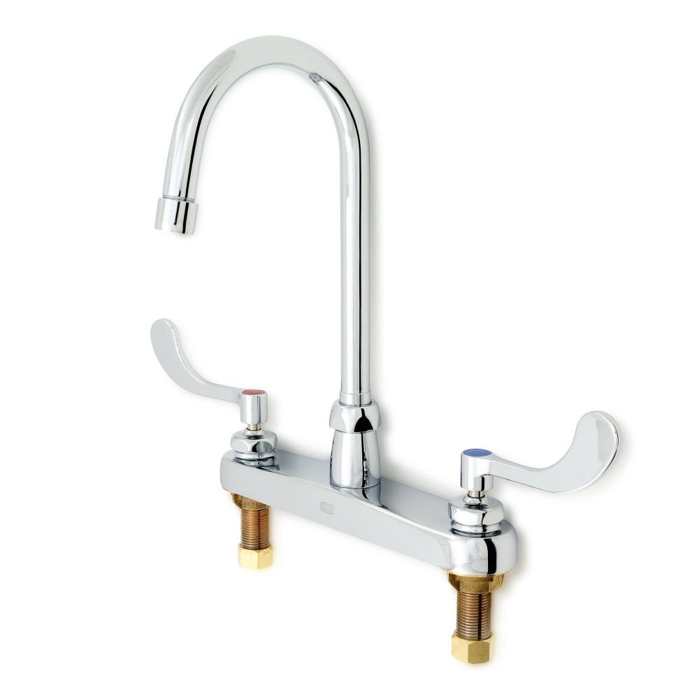 Zurn Industries Z871B4-XL-3F Deck Mount Lavatory Faucet w/ 0.5 Spray Outlet - 5 3/8" Gooseneck Spout, Chrome