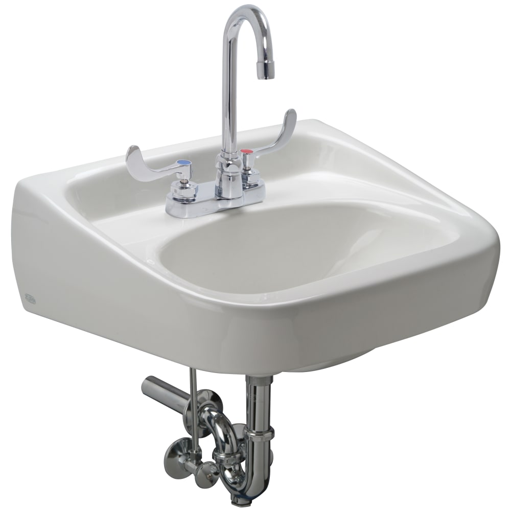 Zurn Industries Z.L5.M Wall Mount Manual Lavatory System w/ 3 1/2" Gooseneck Spout & 0.5 gpm Spray Outlet - 20" x 18"