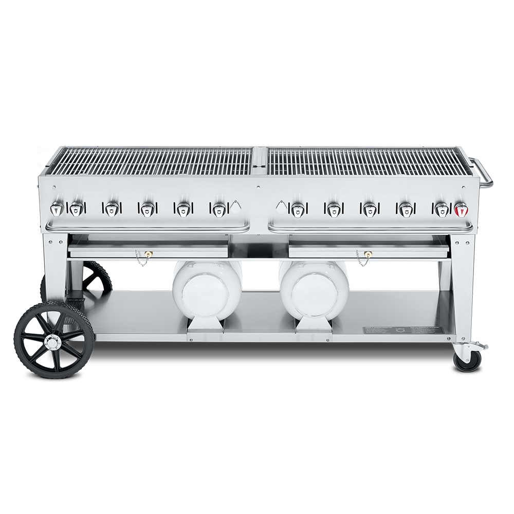 Crown Verity CV-CCB-72-LP 70" Mobile Gas Commercial Outdoor Grill w/ Gas Tank Support, Liquid Propane