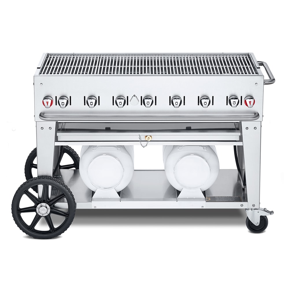 Crown Verity CV-CCB-48-LP 46" Mobile Gas Commercial Outdoor Grill w/ Undershelf, Liquid Propane