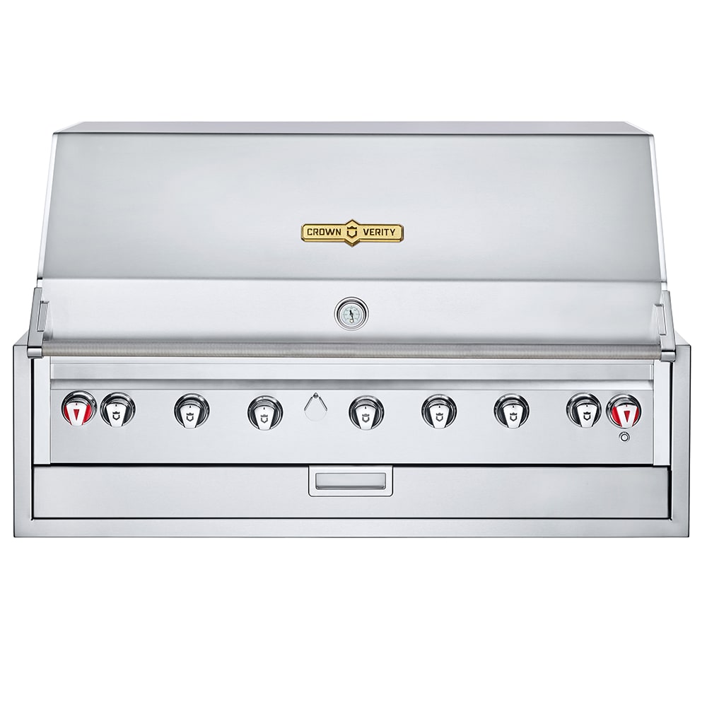 Crown Verity IBI48 48" Built In Commercial Outdoor Charbroiler w/ (7) Burners - Roll Dome, Liquid Propane