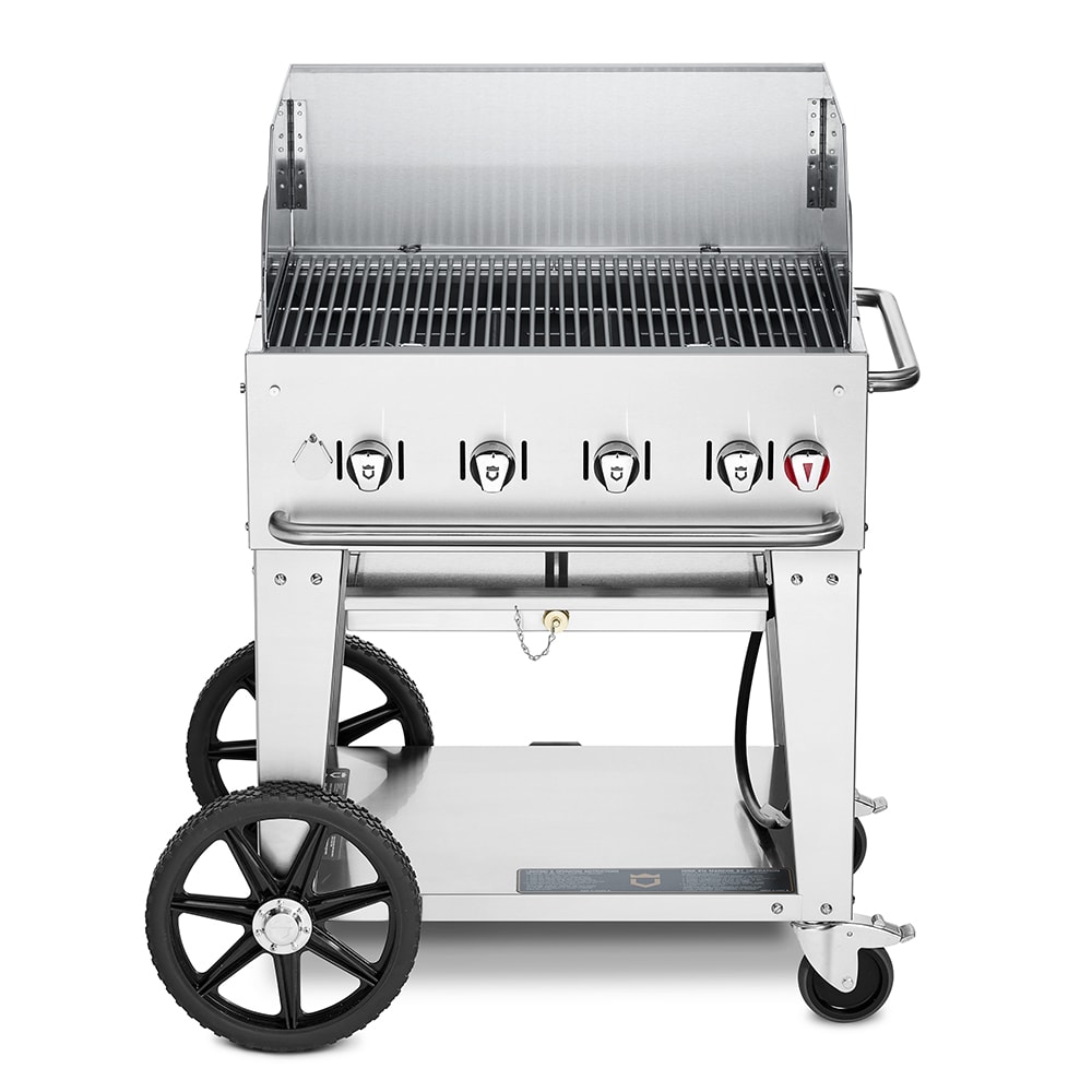 Crown Verity CV-MCB-30WGP-LP 28" Mobile Gas Commercial Outdoor Charbroiler w/ Wind Guards, Liquid Propane