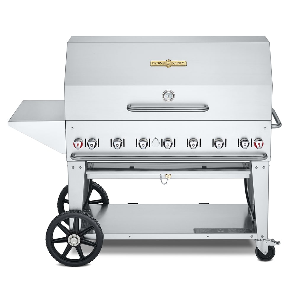 Crown Verity CV-MCB-48PKG-LP 46" Mobile Gas Commercial Outdoor Charbroiler w/ Roll Dome, Liquid Propane