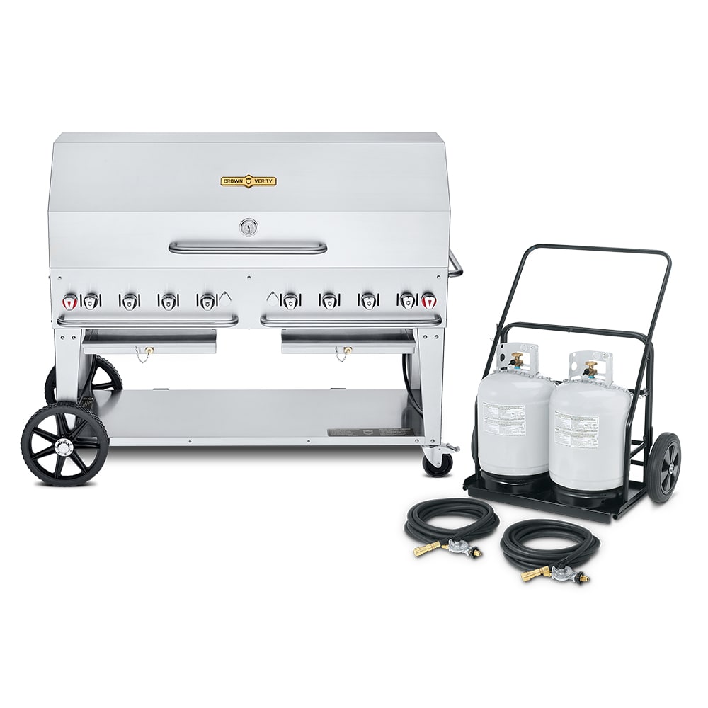 Crown Verity CV-MCC-60-1RDP 70" Mobile Gas Commercial Outdoor Grill w/ Tank Cart, Liquid Propane