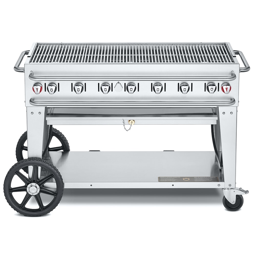 Crown Verity CV-RCB-48-SI-BULK 46" Mobile Gas Commercial Outdoor Grill w/ Undershelf, Liquid Propane
